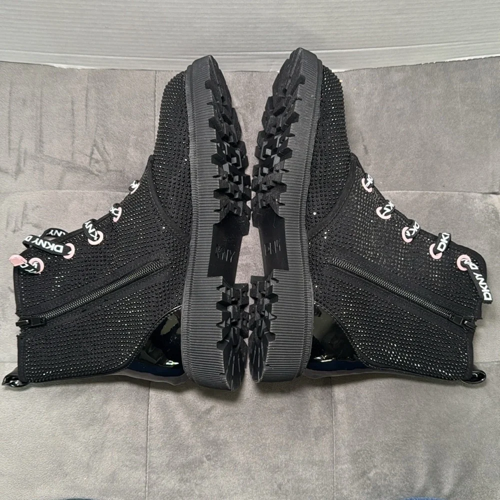 DKNY Girls Ava Speed Moto Sparkle Boots Size 4 NWOT